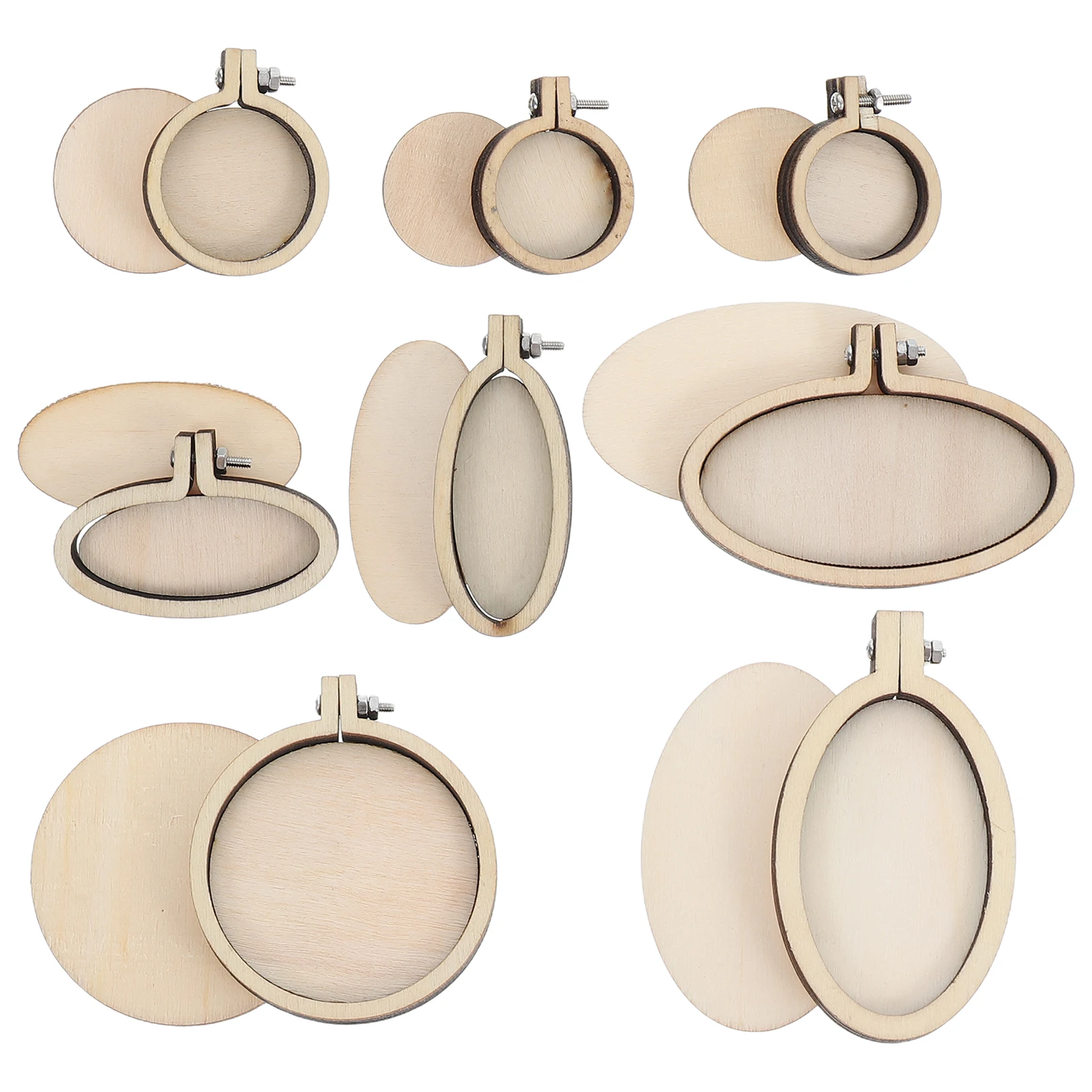 

8 pcs Mini Embroidery Hoops Smooth Hand Made Gifts Cross Stitch Frame Needlework Supplies Bamboo Oval Display