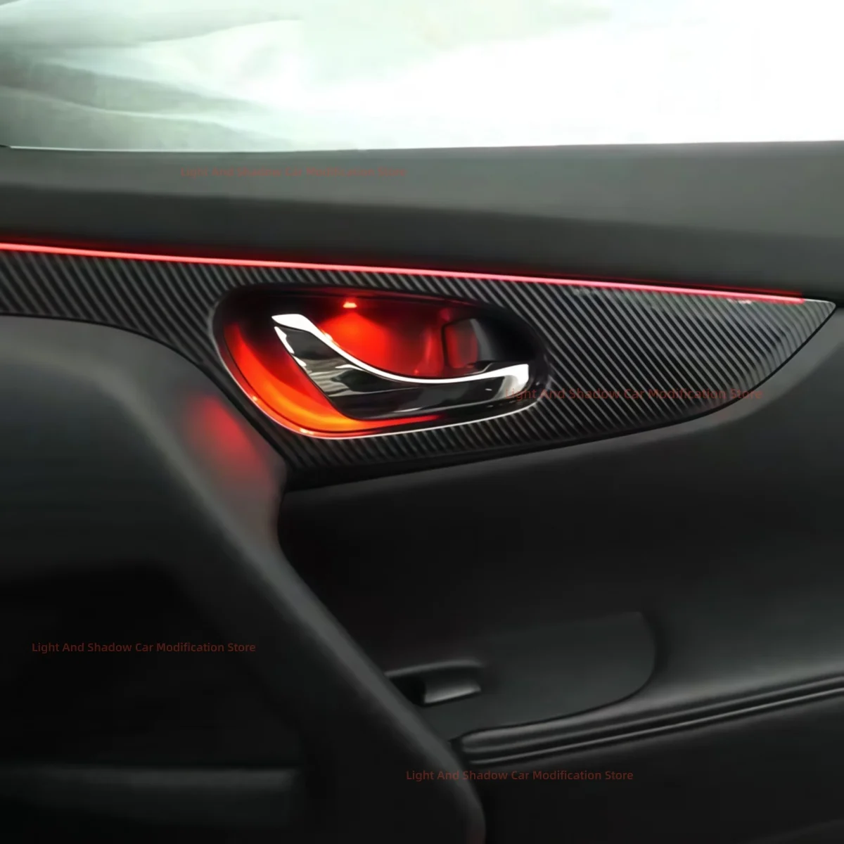 Fit for Nissan X-Trail/Qashqai 2014-2025 LED Ambient Light Automotive interior lighting upgrade Piano Black carbon fiber texture