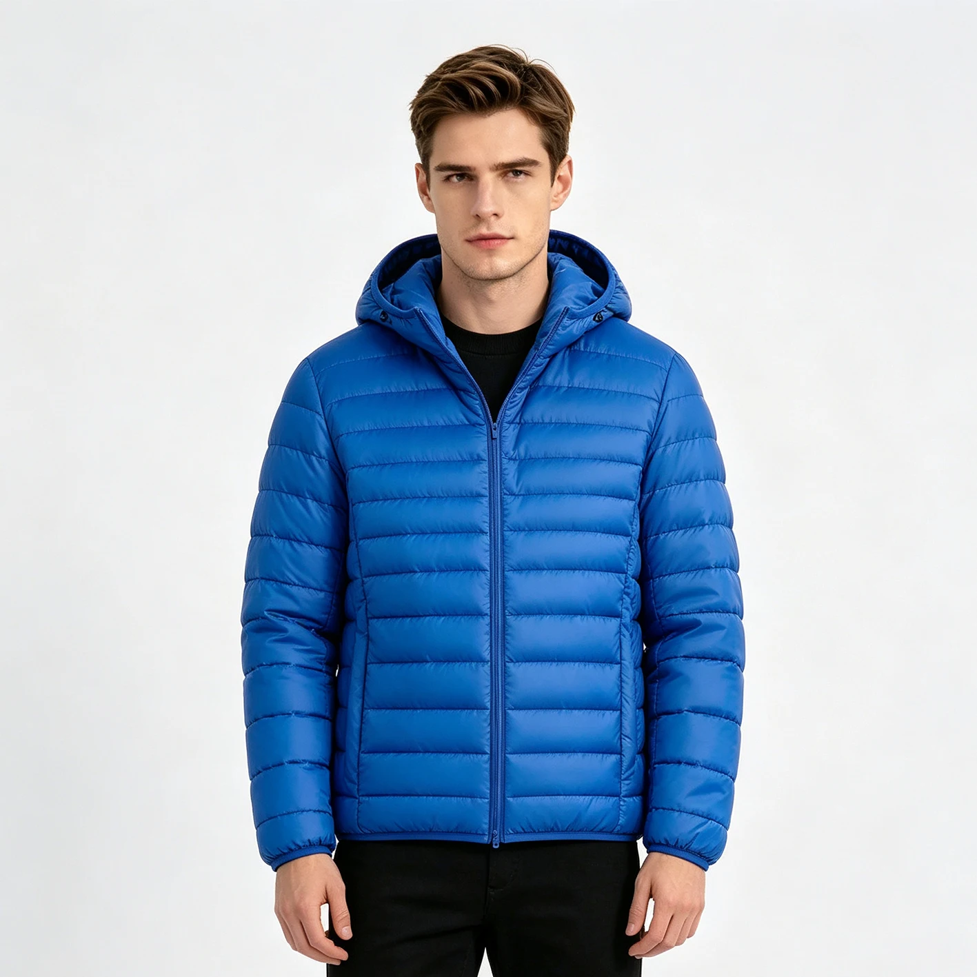 Men's Hooded Padded Jacket, Winter Warm Lightweight Quilted Coat, Cold Resistant Casual Outerwear
