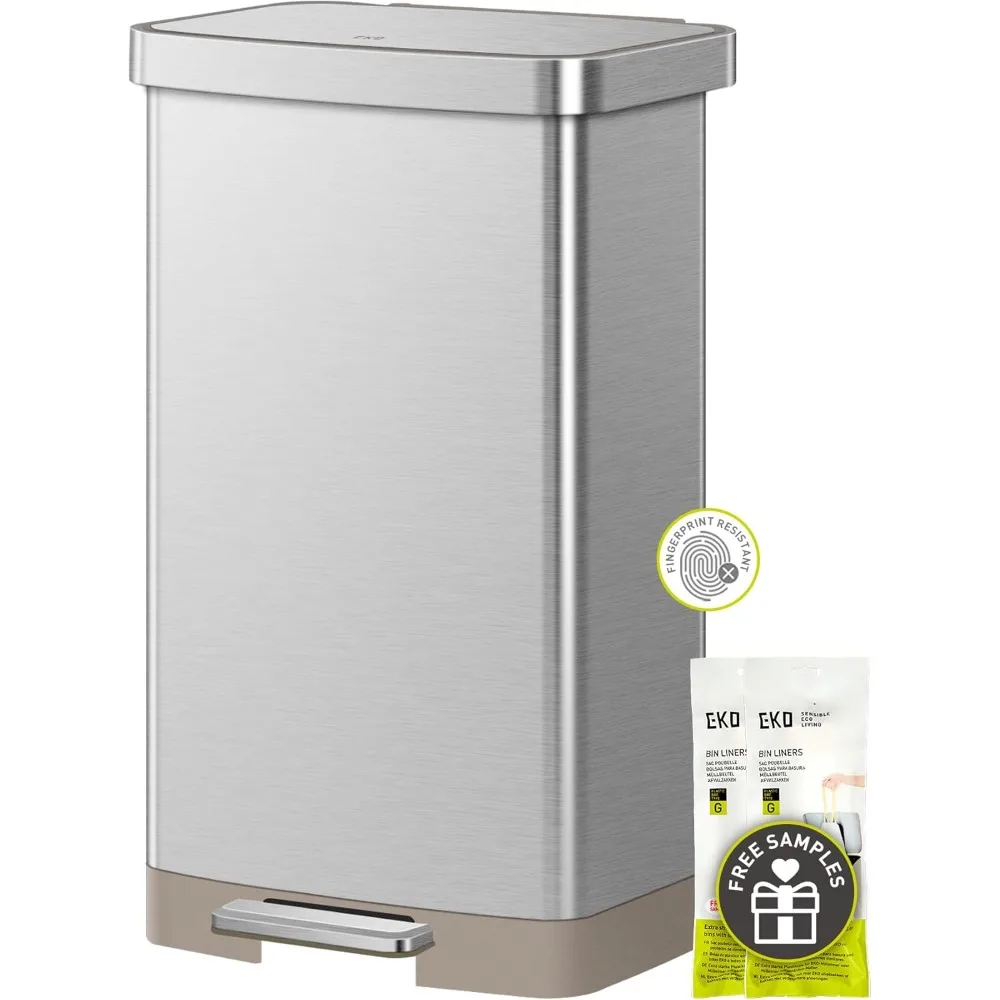 Hudson Matte Stainless 75 Liter/20 Gallon Step Trash Can with Rear Trash Bag Storage Compartment