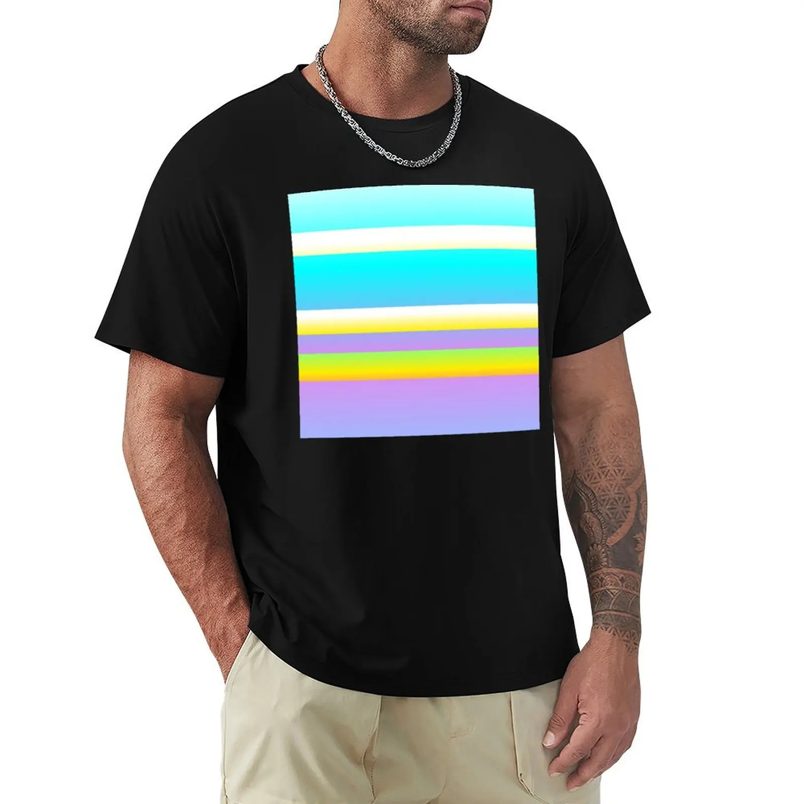 

Lilac turquoise yellow line pattern Lilac turquoise yellow color combination T-Shirt Lightweight Gym Training T-Shirt