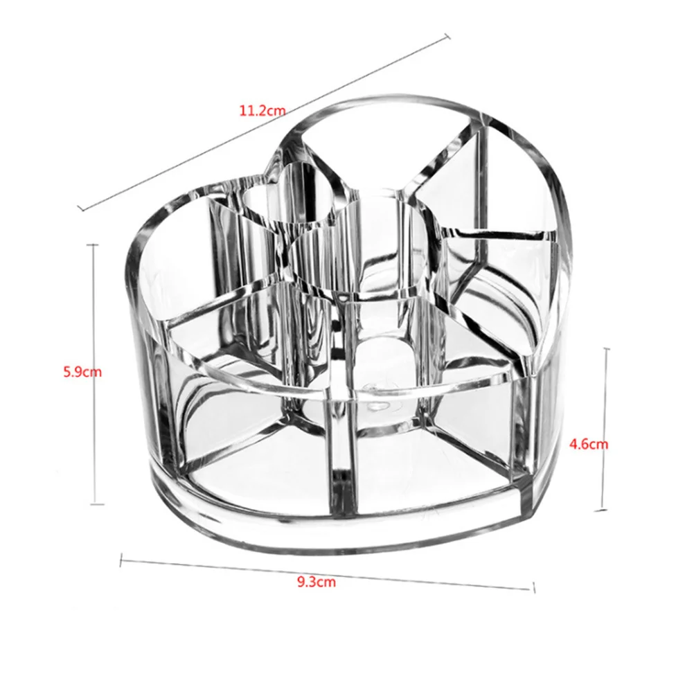 

Transparent Heart-Shaped Cosmetics Organizer Large Capacity Makeup Storage Box for Desktop Makeup Brushes Lipstick Eyebrow