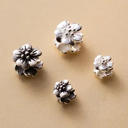 1pc 925 Sterling Silver Pretty Flower Loose Beads 6.5mm 9.5mm Manual S925 Decor Spacers DIY Jewelry Beading Bracelets Materials