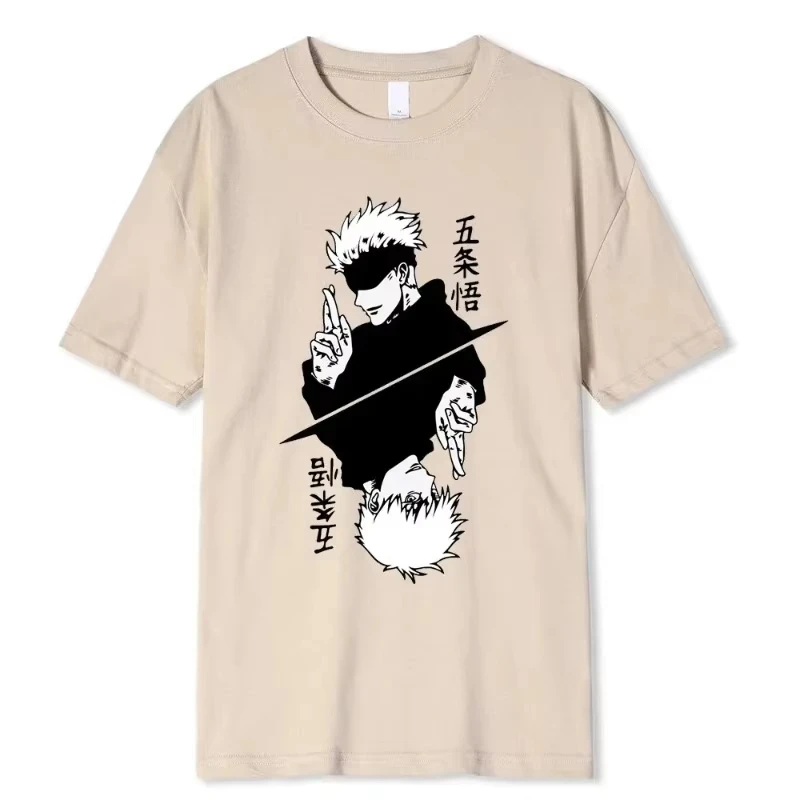 

Miniso Fashion Jujutsu Kaisen Satoru Gojo аниме футболки с рисунком для женщин и мужчин с круглым вырезом и коротким рукавом новая модная одежда
