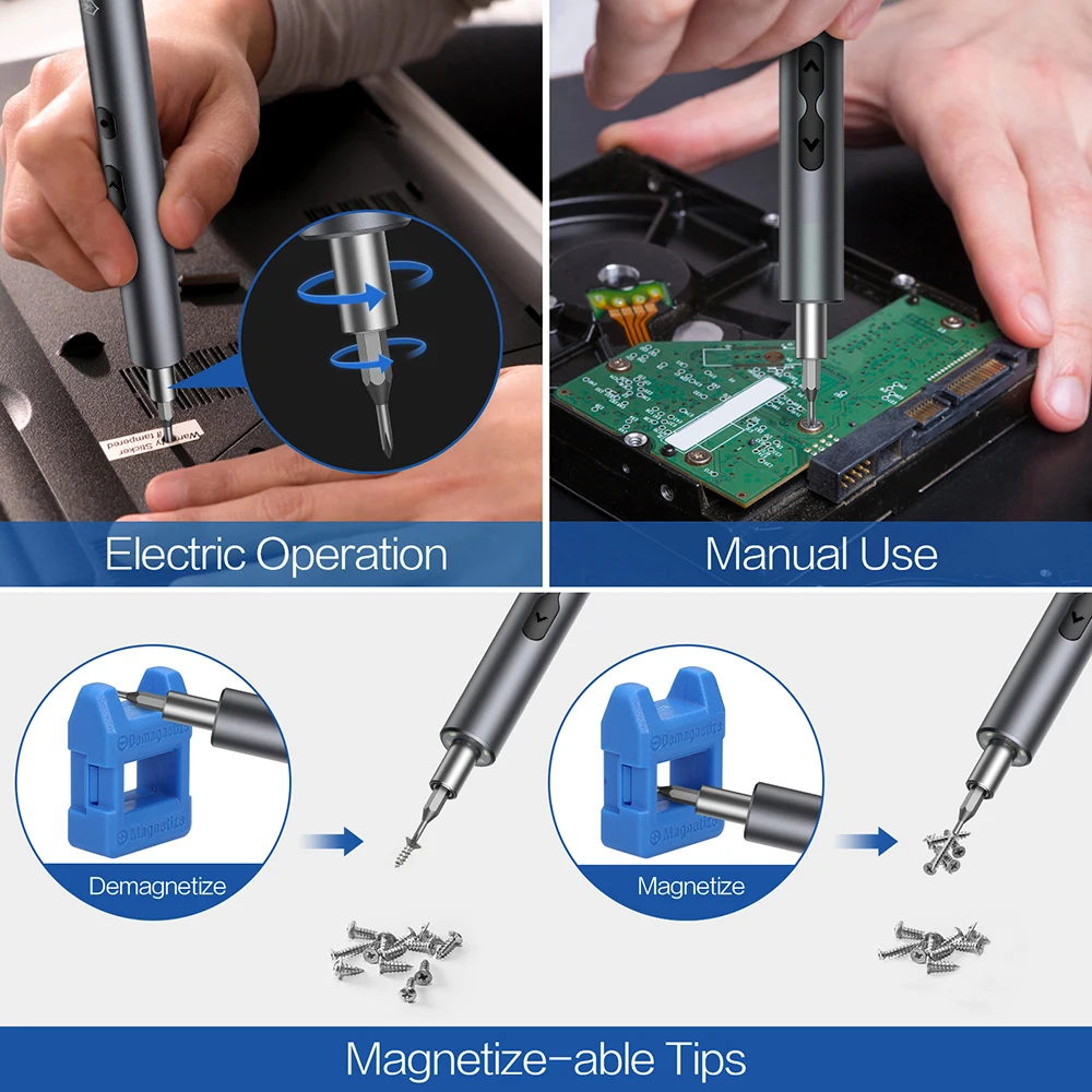 Set di cacciaviti elettrici Wireless Kit di tipo c ricaricabile di precisione Mini piccolo strumento Cordless per la riparazione di telefoni