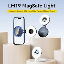 Ulanzi LM19 MagSafe Light CRI 95+ for Vlog Livestream Photograph Bi-Color Flip Fill Light Suitable for Magnetic Mobile Phones