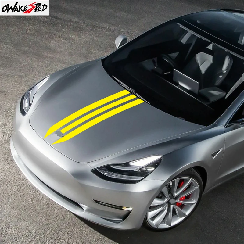 

Performance Sport Stripes Car Hood Engine Cover Decor Sticker For Tesla Model 3 Original Desgin Accessories DIY Vinyl Decals