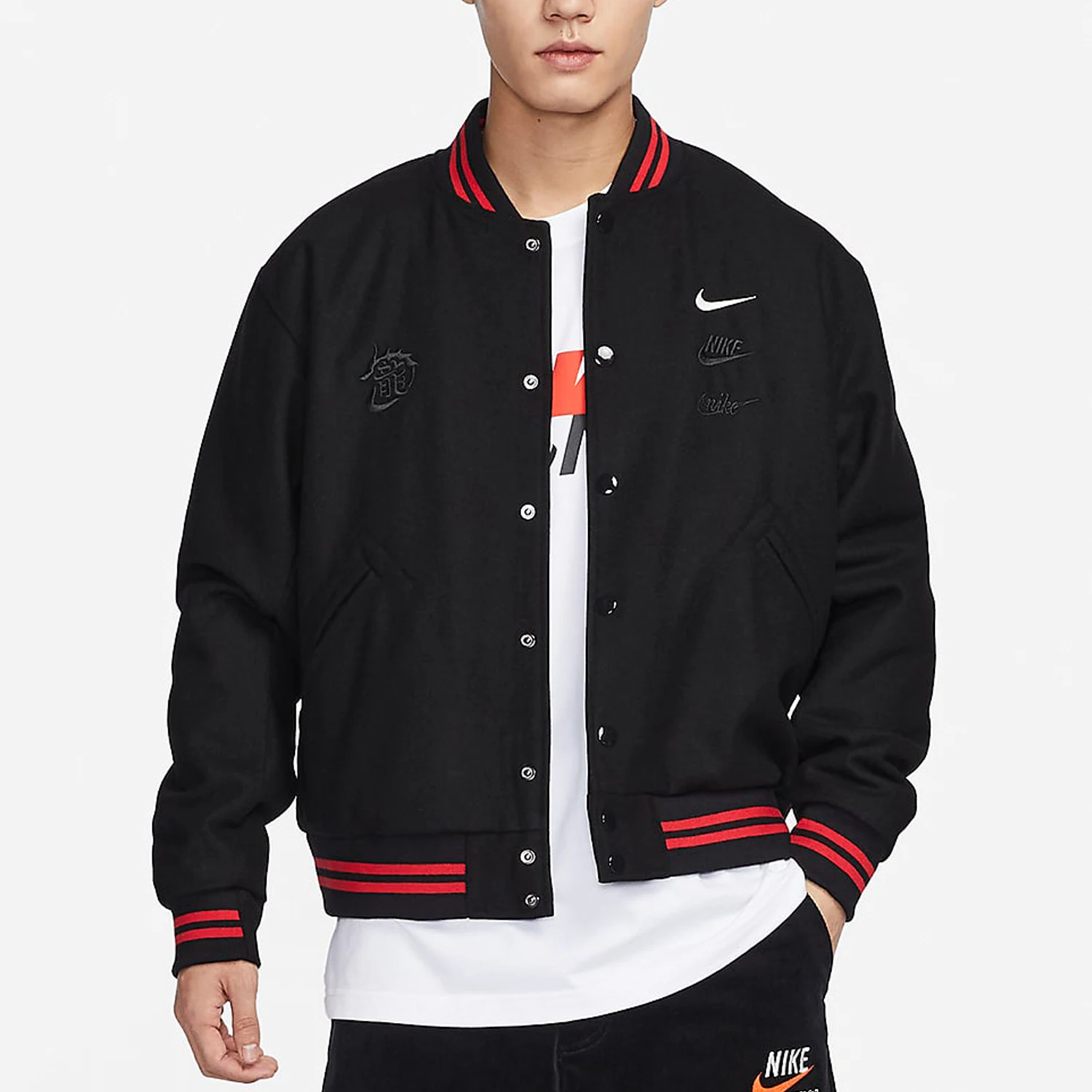 

Nike Official Genuine Dragon Year Men's Sport Casual Loose Jacket Baseball Jersey FZ6372-010