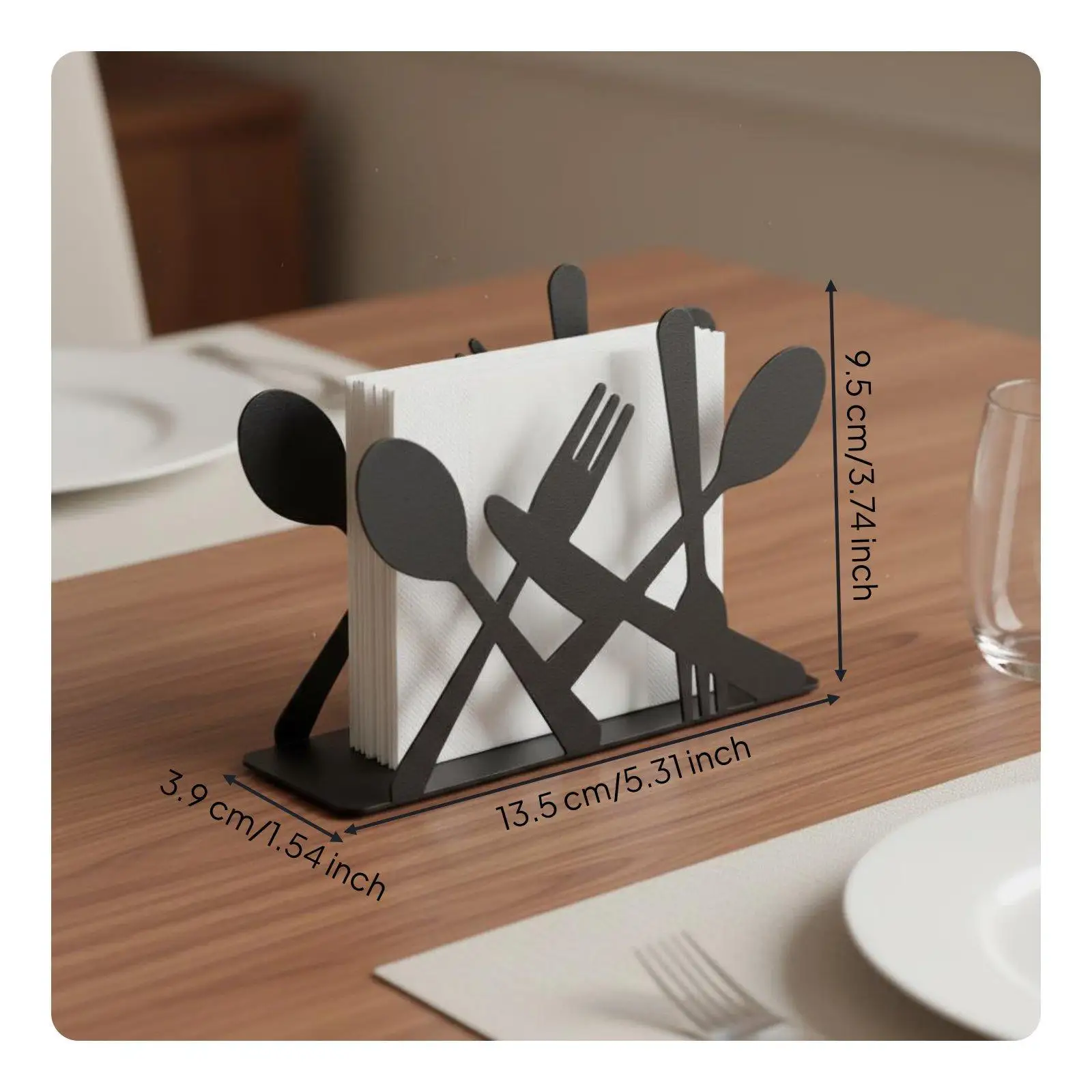 Desktop Organizer Black Iron Napkin Holder Paper Towel Rack Space-saving Serviette Stand for Parties Restaurant Table