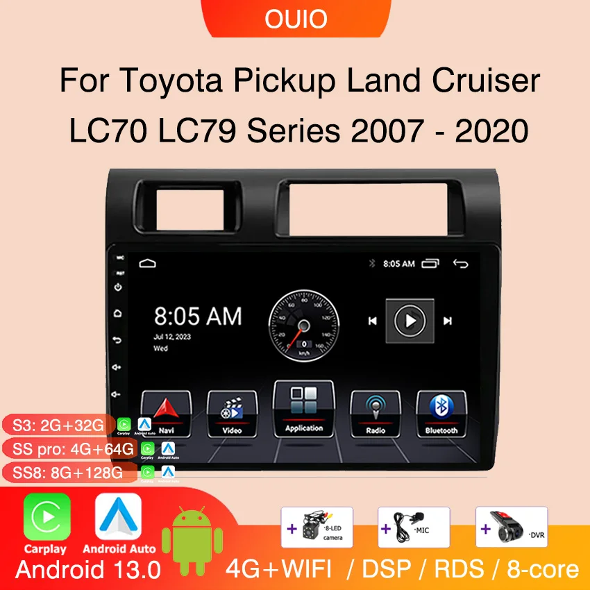 

Android 13 радио для Toyota Пикап Land Cruiser LC 70 79 серии 2007-2020 автомобильный стерео Мультимедийный Плеер Carplay Auto GPS navi