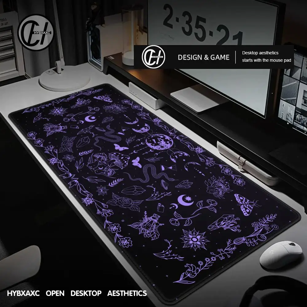 Purple Tarot Card Rubber Mouse Pad Moon Star Home Office Desk Mat Aesthetic Large Gaming MousePad Divination Keyboard Mat