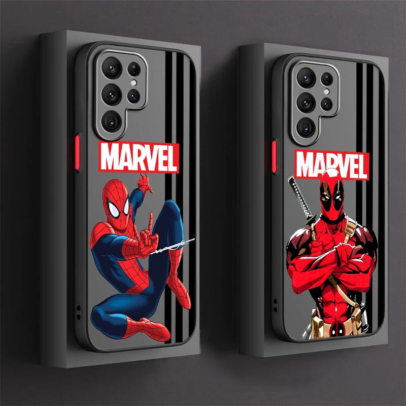 SpiderMan Deadpool Heroic Frosted Translucent For Samsung A53 A52 A33 A32 A51 A71 A21S A13 A73 A50 A22 A12 5G Cover Phone Case