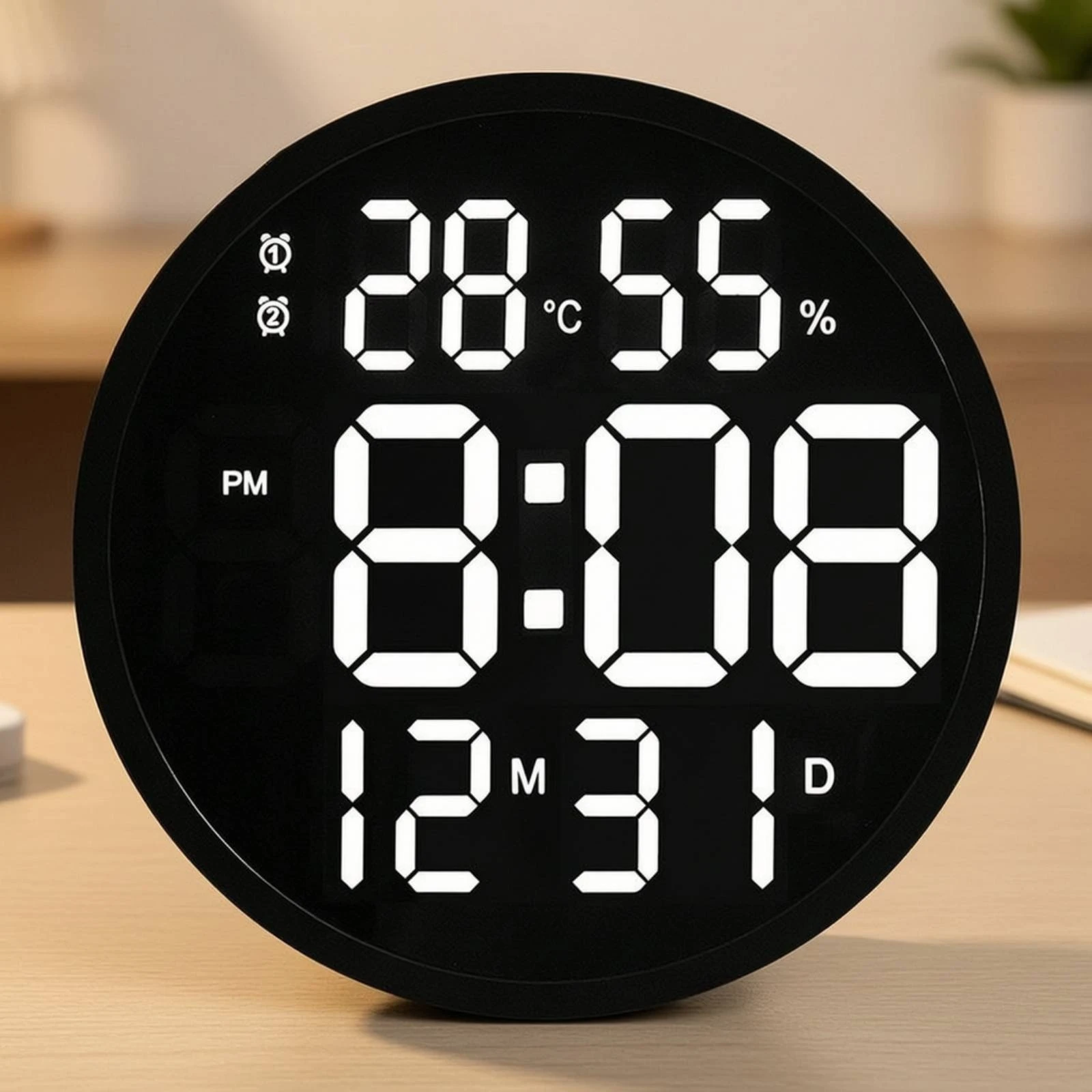 Digital Wall Clock with Temperature Large Display Digital Wall Clock with Humidity Easy-to-Read Electronic for Living Room