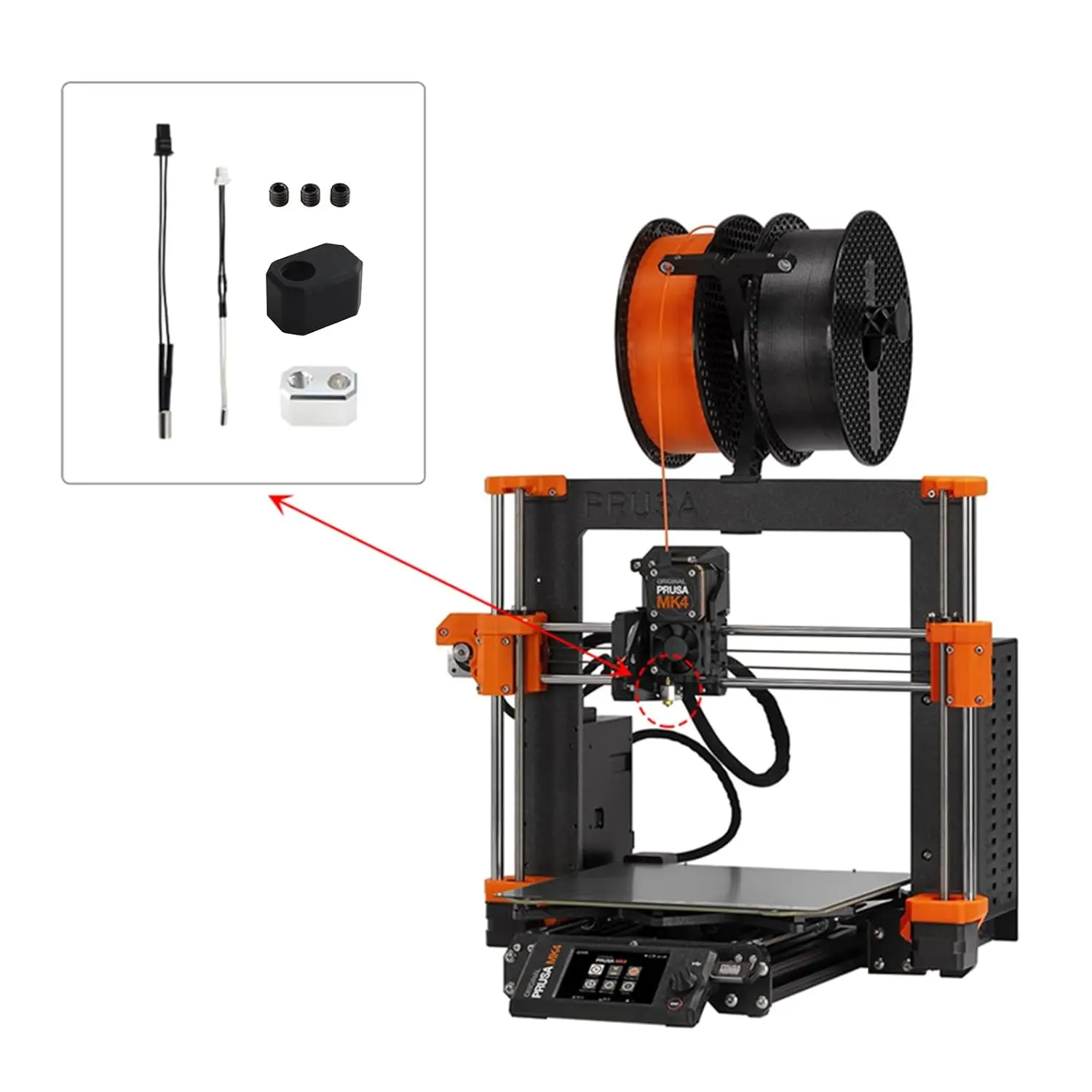 Zestaw głowicy drukującej 24V 40W z silikonową osłoną i dyszą 0,4 mm do drukarki 3D Prusa I3 MK4 XL — zdjęcie produktu 6