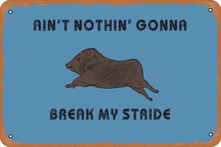 Nothin Gonna Break My Stride Running Javelina Photographic Print Retro Metal Tin Sign 8x12 Inch Home Bar Man Cave Vintage Wall D