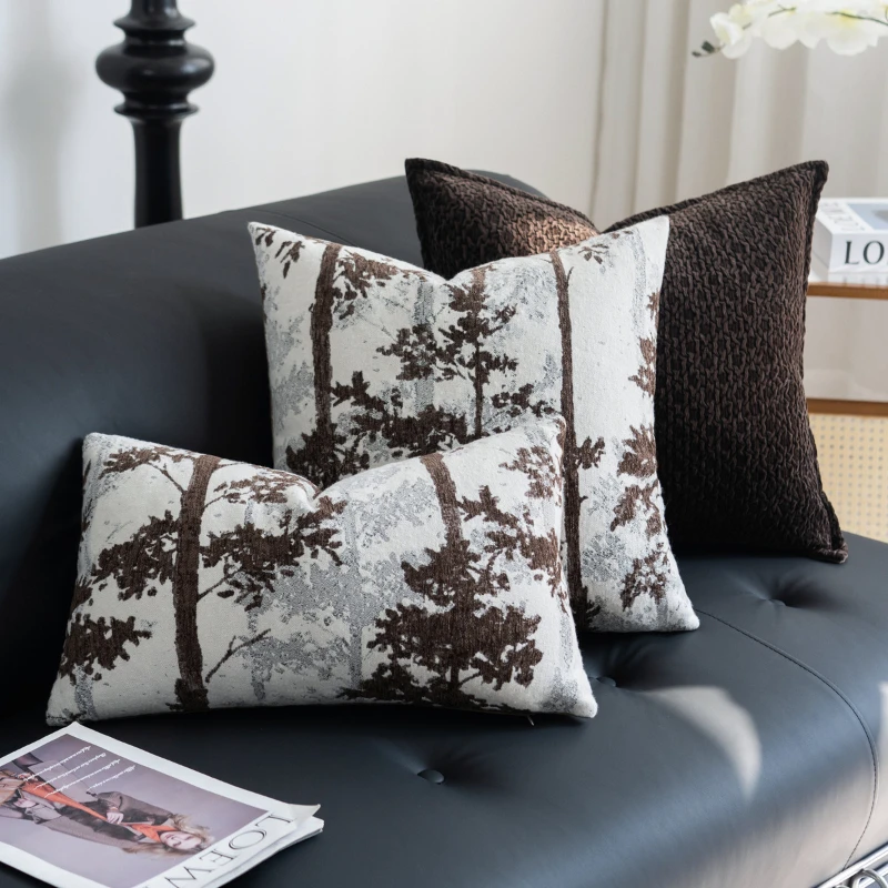30X50/45X45CM Brown Ancient Throw Pillow Cover Homestay Forest Stamping Waist Cushion Cover Decor Home Decorative Pillowcase