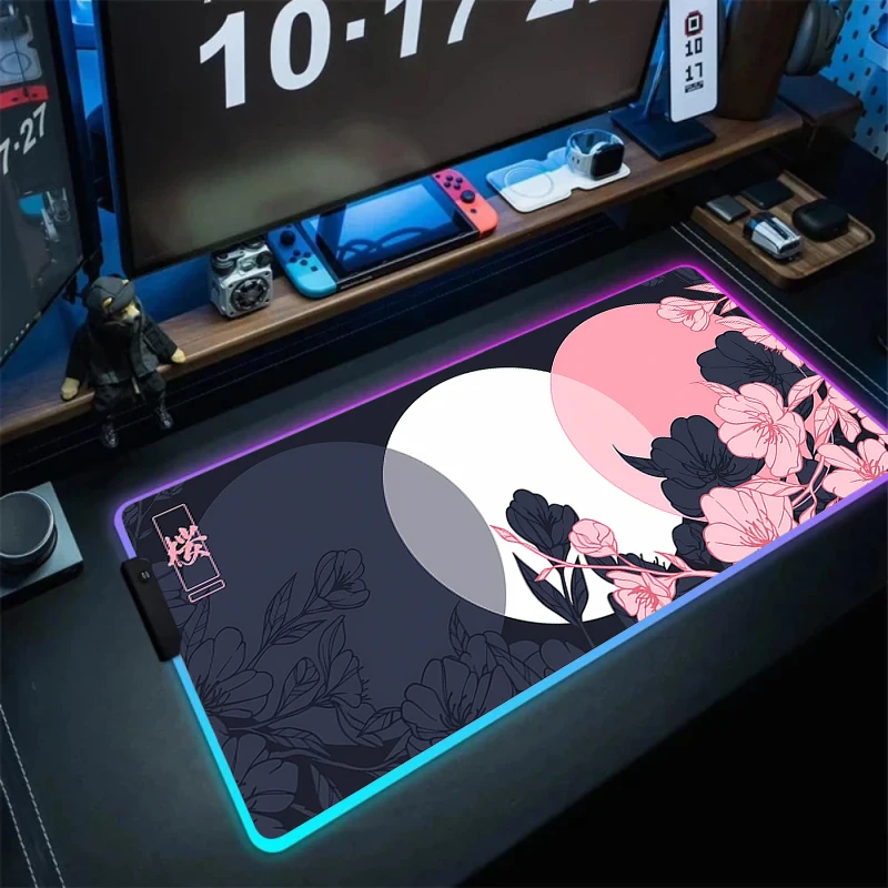 Large Mouse Pad Gamer Japan Sakura Deskmat Household Accessories Led Mousepad Rgb Pc Cabinet Keyboard Mats Gaming Anime Computer