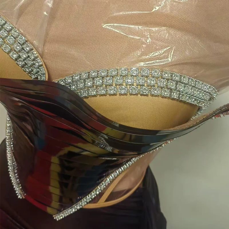 ブルーブラックレーザーパーティー衣装グループジャズダンスドレス女性ゴーゴーダンスコスチュームバードJステージショーフェスティバルドレスXS9966