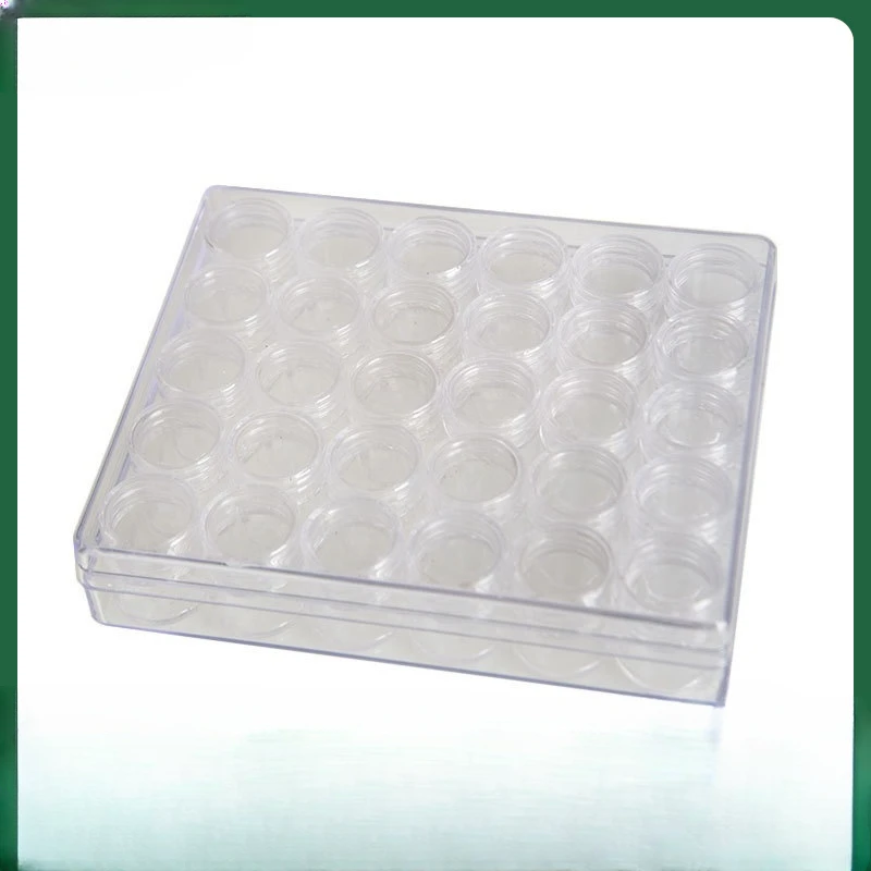 Nail diamond storage 30 grid jewelry organization nail small round bottle transparent box nail glitter glitter powder box