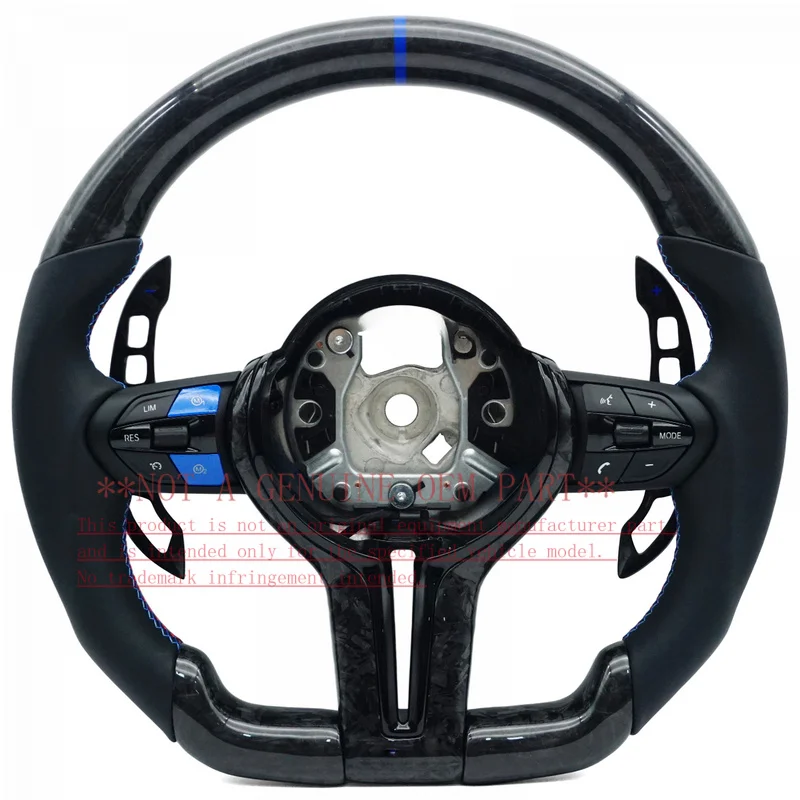 For BMW Steering Wheel Horn Cover 3 Series Forged Carbon Fiber Three Color Line Blue Center Mark Style Horn Shell