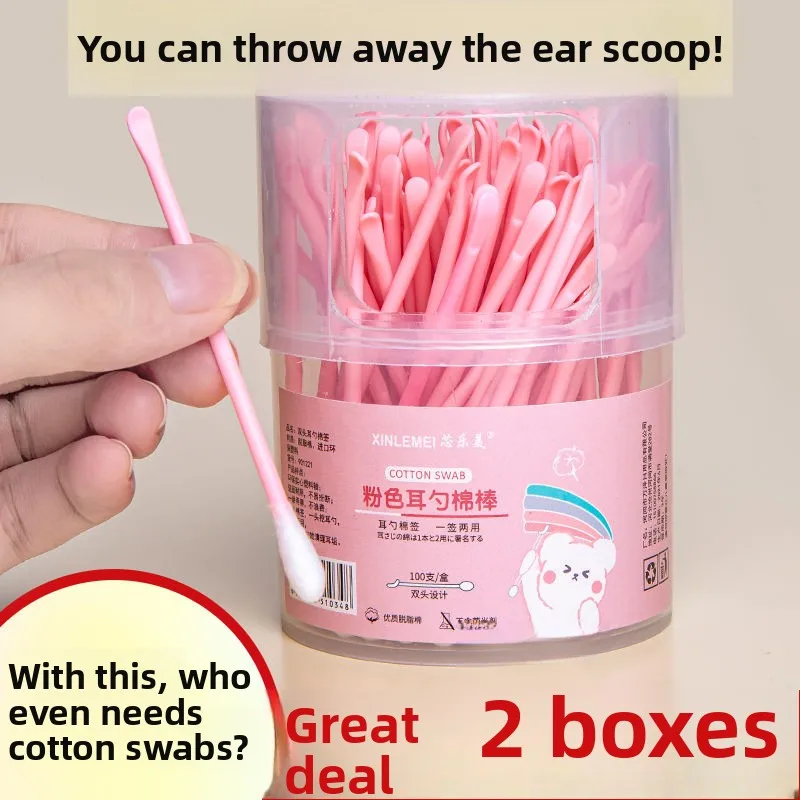 

Ear Spoon Cotton Swab|Pink/Blue,100pcs/box, Eco-Friendly&Burr-Free,Highly Absorbent, Easy Ear Cleaning,No Breakage