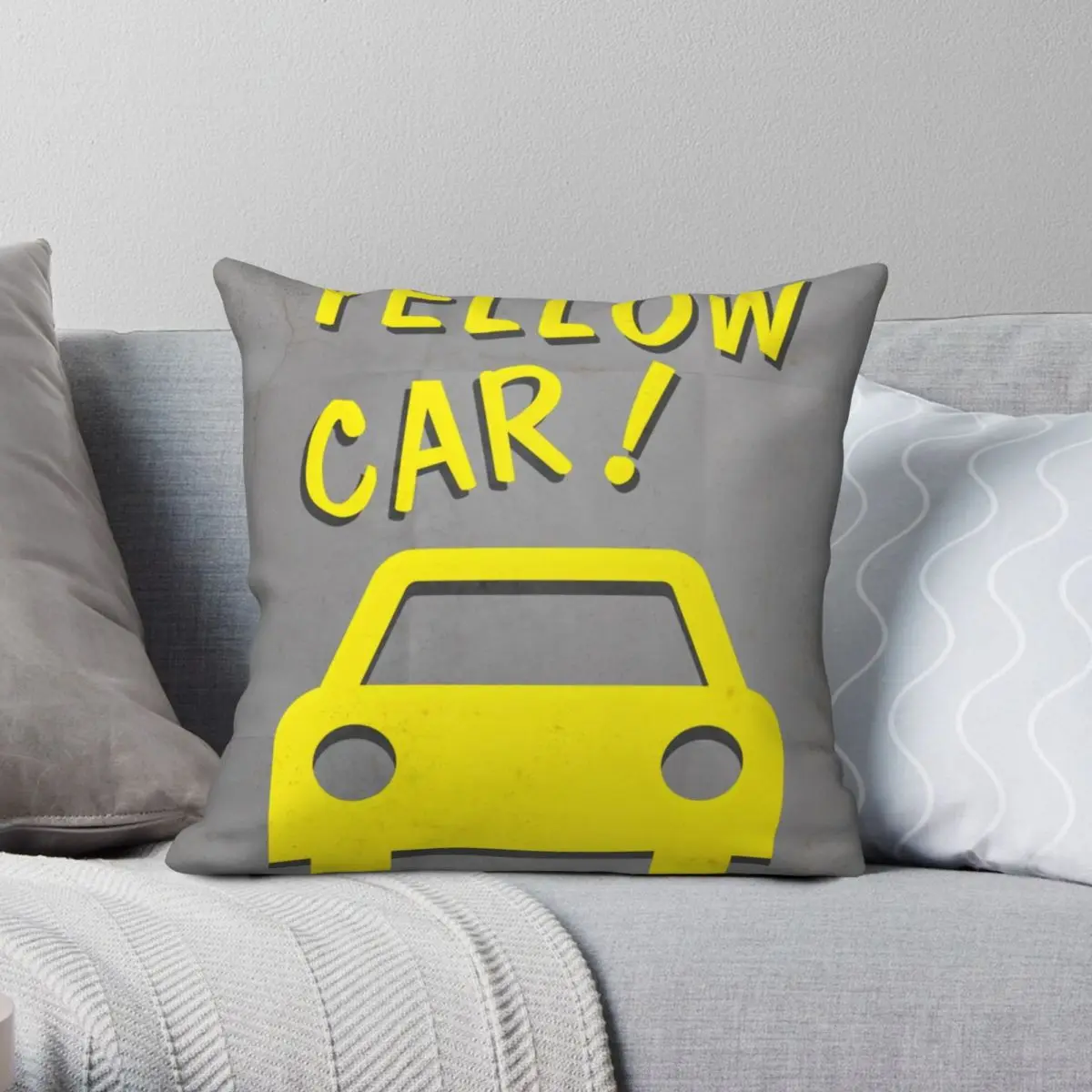 

Yellow Car Square Pillowcase Polyester Linen Velvet Pattern Zip Decorative Home Cushion Case 45x45