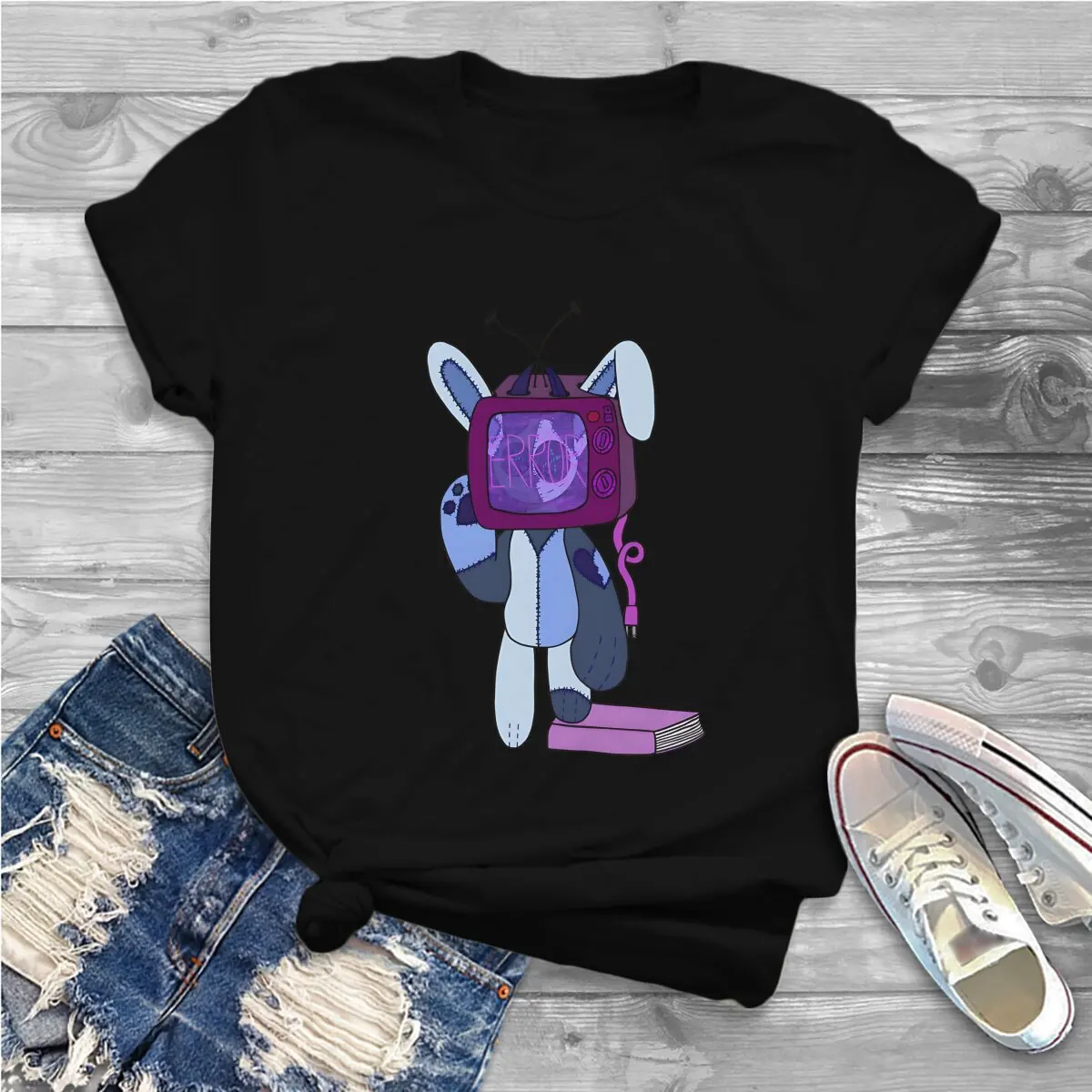 Rag Doll In Rabbit Ear TV Graphic Polyester TShirt Rabbits Style Tops Leisure T Shirt Female