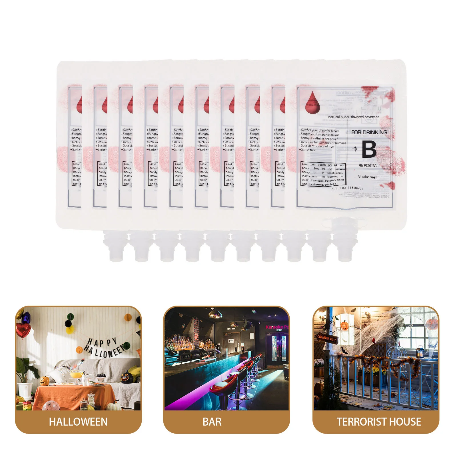

20pcs Decor Drinking Blood Pouch For Halloween Party Prank Supplies Drink Containers Juice Bags Festival Decorations