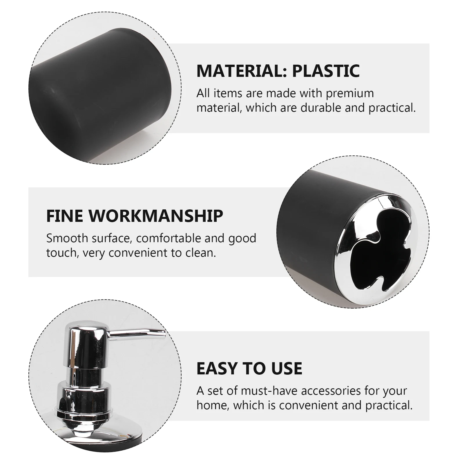 

4 Piece Bathroom Accessories Set Black Toothbrush Cup Gargle Cup Soap Dish Hotel Decor Premium Material Easy