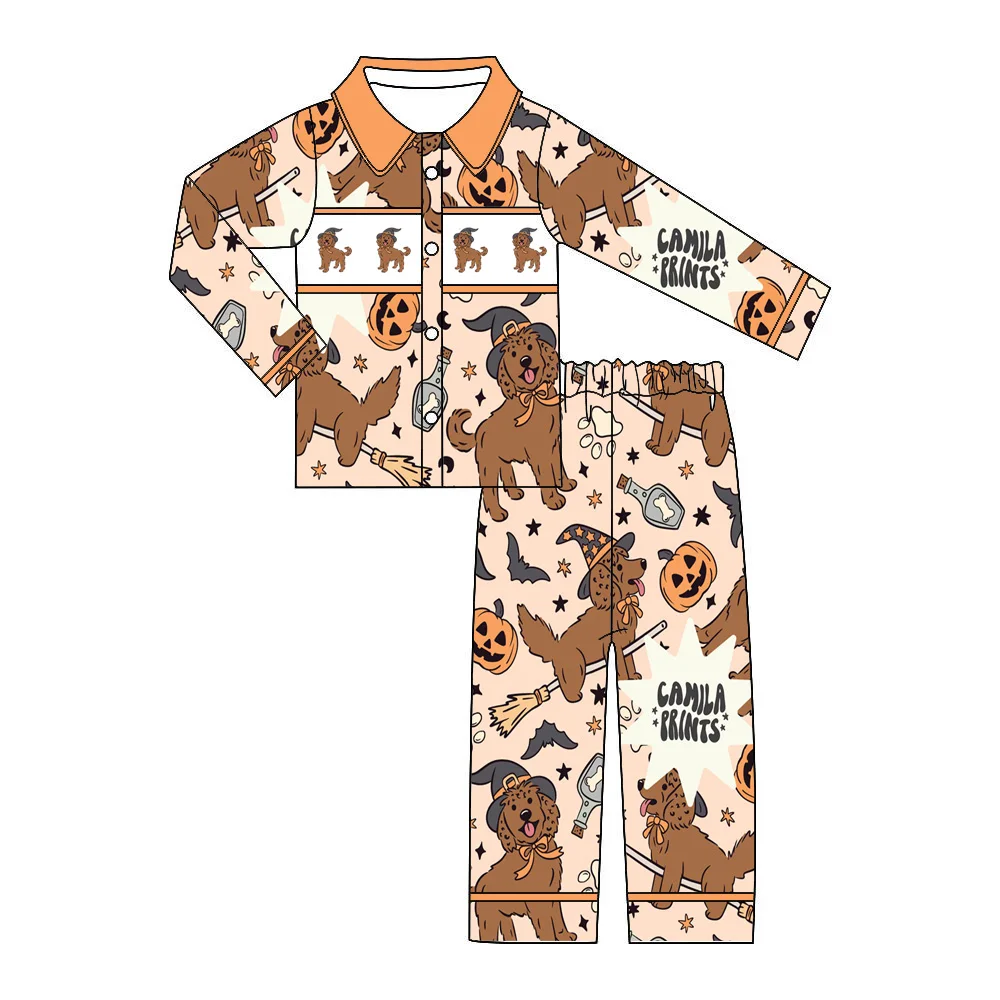 

Halloween Thanksgiving Children's Pajama Set Long Sleeve Long Pants Set Heart Shaped Pocket Boys Girls Pajama Set Customized