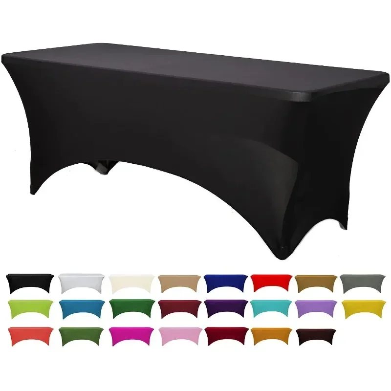 

Solid color Spandex Tablecloth for Hotel wedding party banquet 4FT 6FT 8FT Elastic fabric Table cover custom Logo