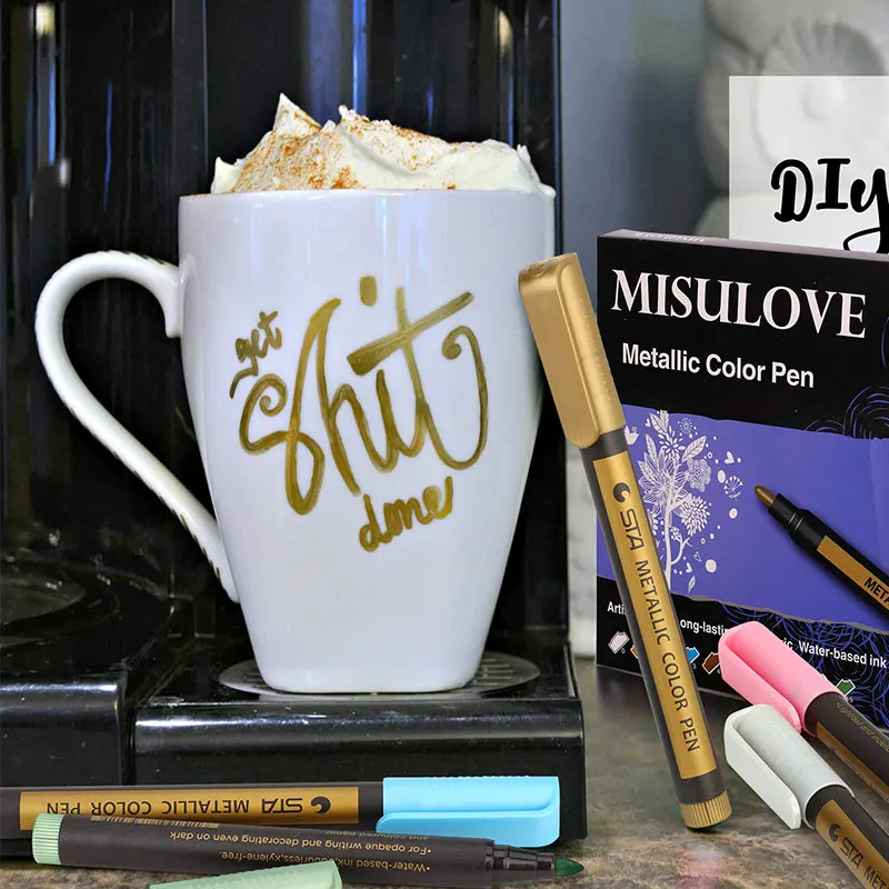 Canetas Marcadoras Metálicas, 10 Cores, Marcadores de Pintura para Papel Preto, Pintura Rupestre, Artesanato Scrapbooking, Fabricação de Cartões, Cerâmica, 30Pcs