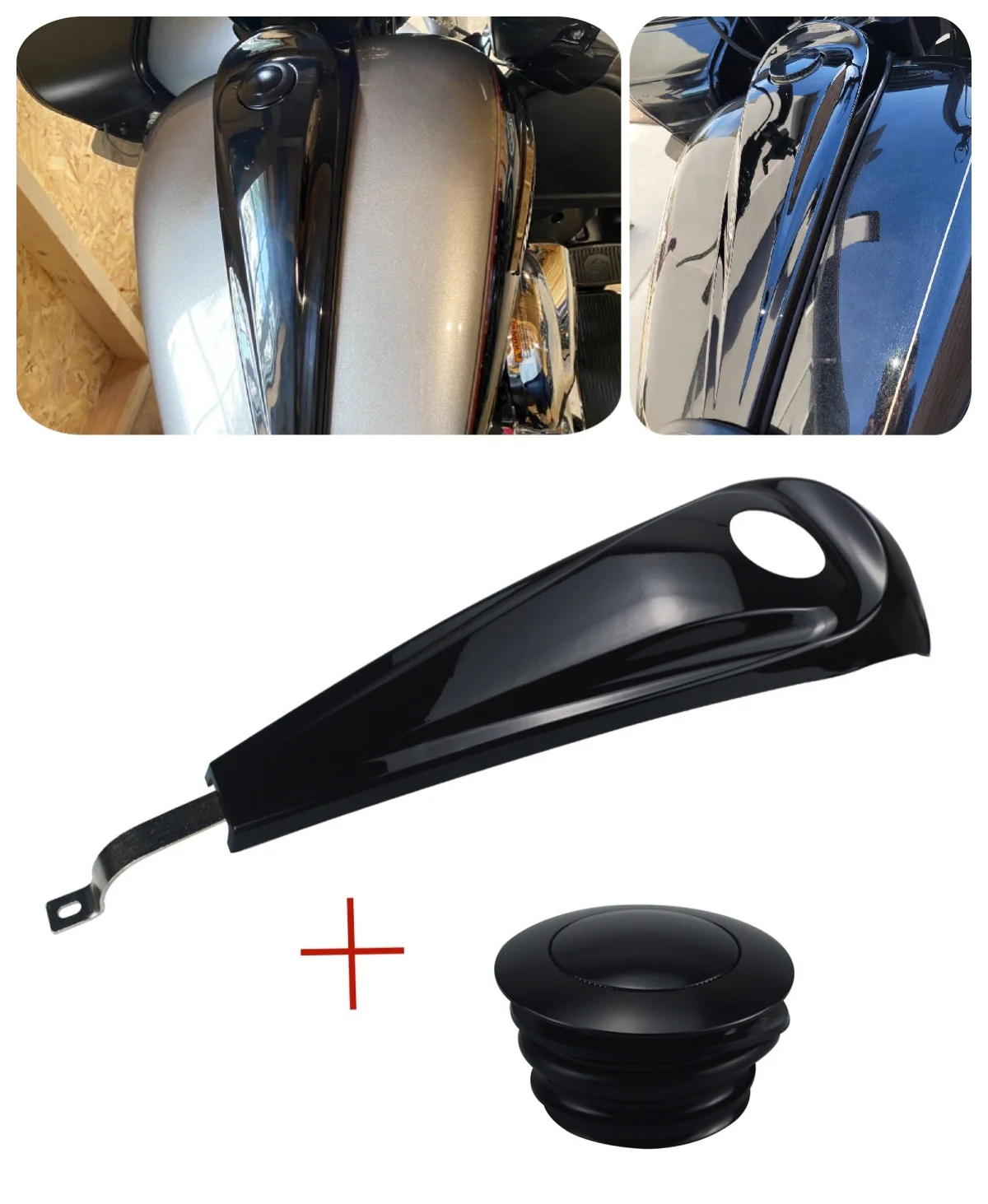 

Motorcycle Smooth Dash Fuel Console Gas Tank Cap Cover Compatible For 2008-2023 Harley Touring Electra Road Glide Models Black