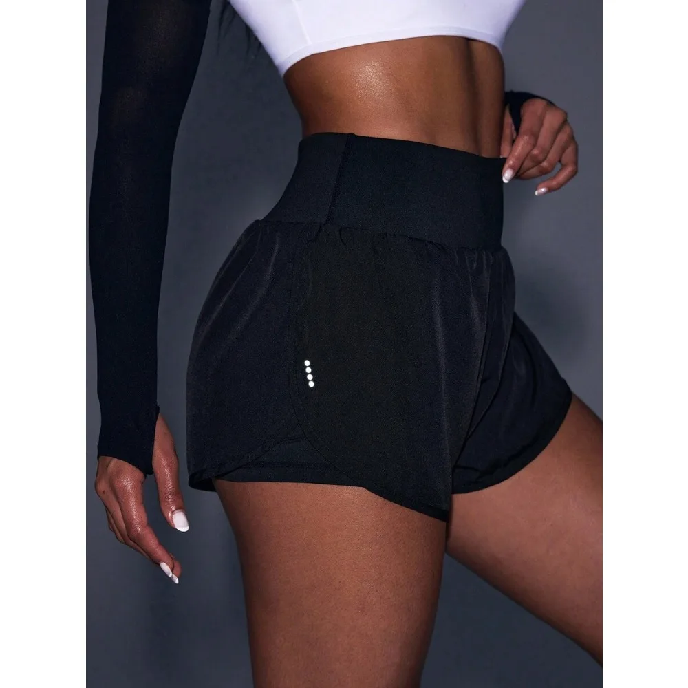

Wideband Waist Dolphin Hem Sports Shorts Stretchy Shorts Sweater Shorts