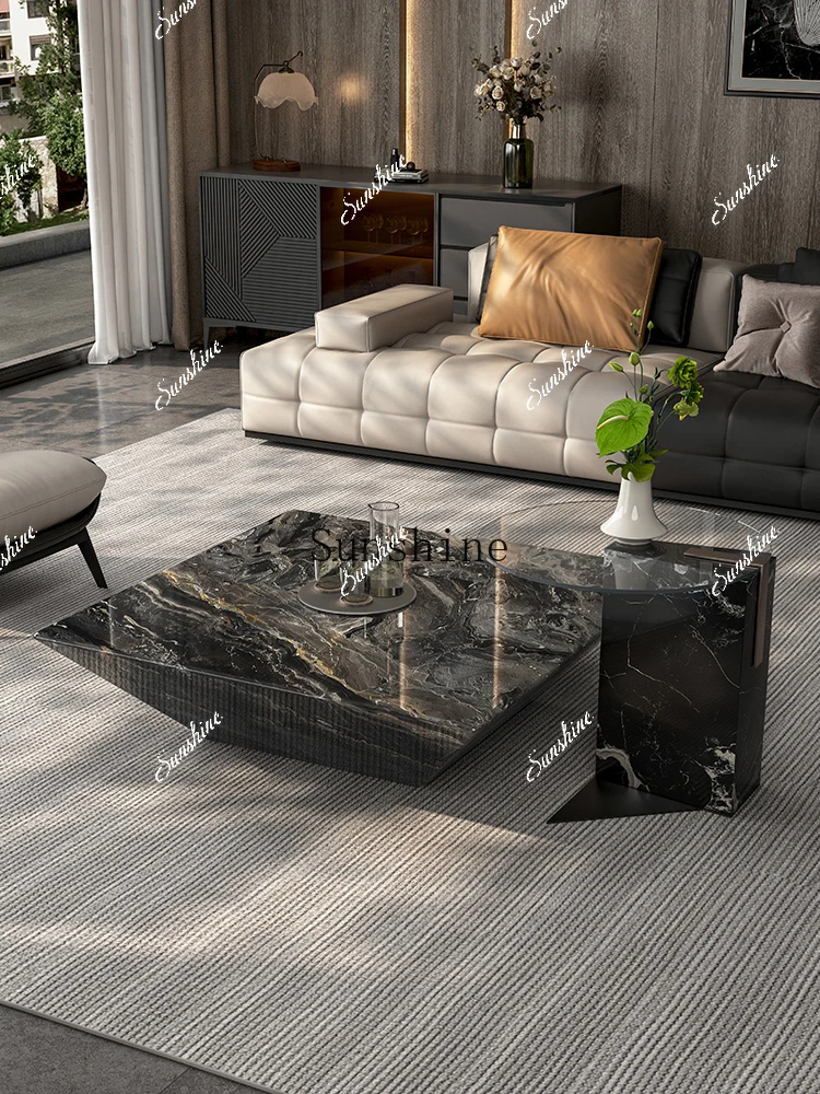

High-end living room household natural marble coffee table combination TF