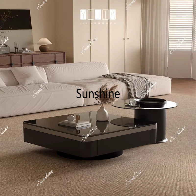 

Modern simple tempered glass, creative small apartment in the living room, light luxury and high-end square coffee table