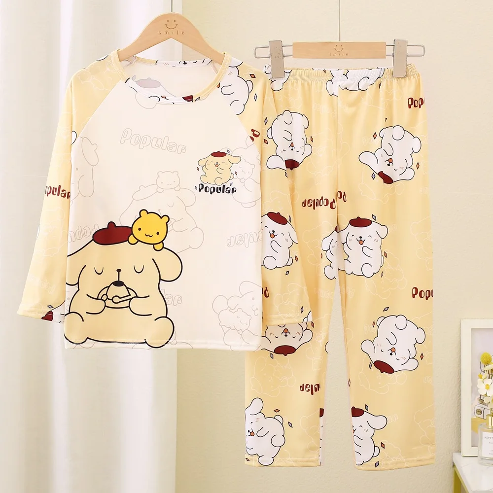 Cinnamoroll Sanrio Children Pajama Sets Causal Fashion Soft Comfortable Kids Sleep Clothes Set Round Neck Long Sleeved Pants