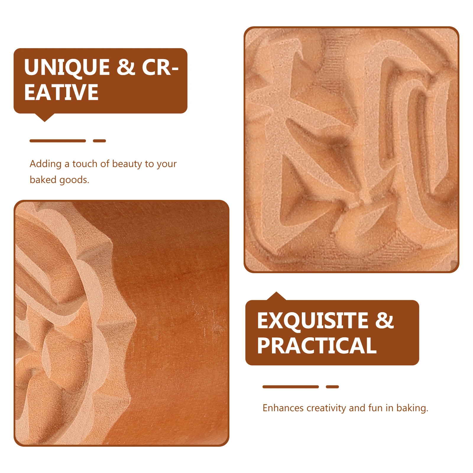 

4Pcs Wood Cookie Stamp Set Unique Design Baking Tools Pastry Impress Stamps for Dessert Crafting