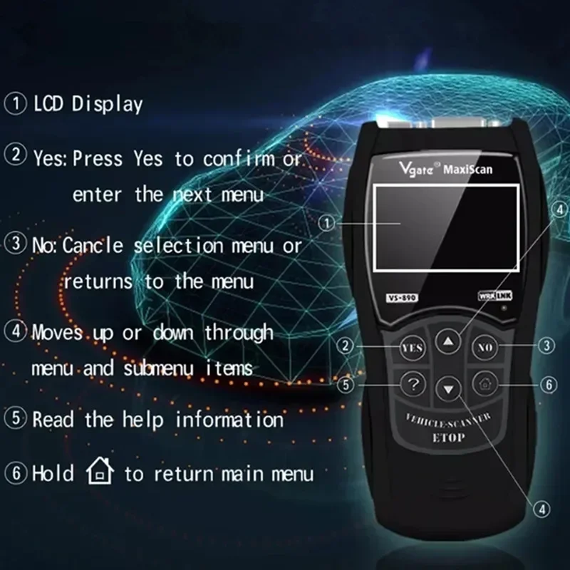 Newest OBD2 Scanner Maxiscan Vgate VS890 OBD Engine Fault Code Reader Analyzer ODB2 EOBD JOBD Car Diagnostic Scanner VS-890 - view 6