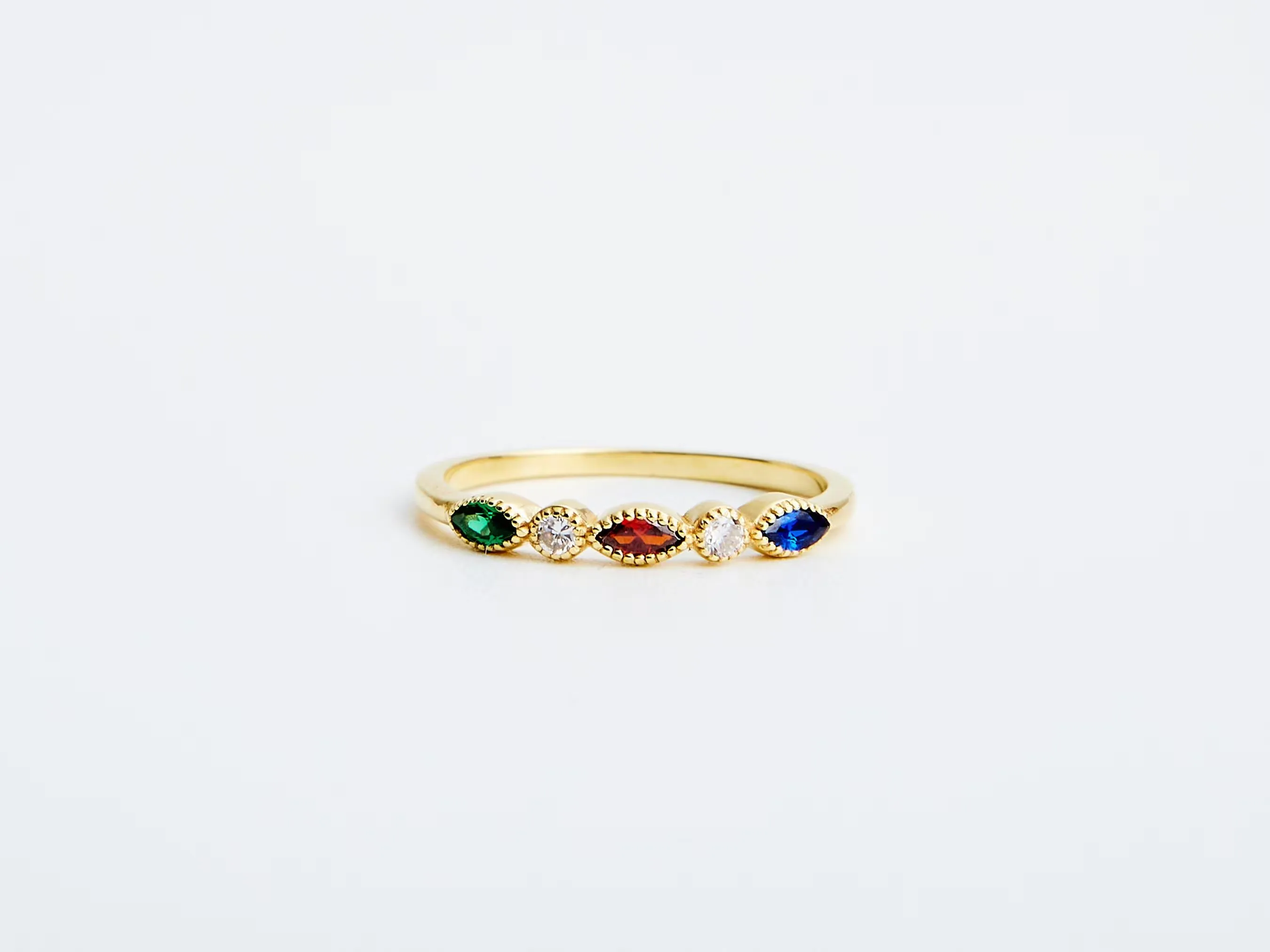 Personalized Family Birthstone Ring Custom Multiple Birth Month Stones Minimalist Zircon Jewelry Multi Stone Ring Gift For Women - view 2