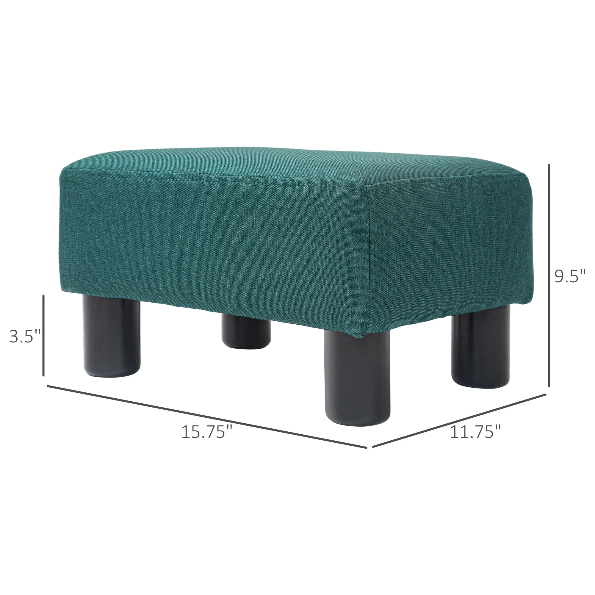 16” Cubed Modern Linen Fabric Pouf Footrest Ottoman Furniture Grey