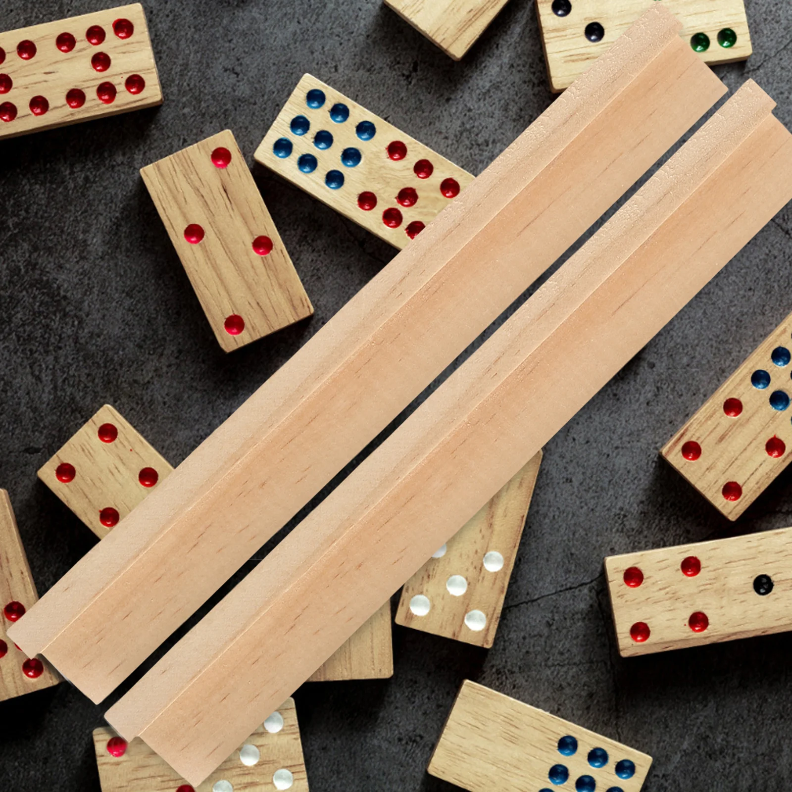 

6Pcs Wooden Letter Base Domino Tray Set Multifunctional Game Piece Holders Board Game Accessories Desktop Domino Tile Stands