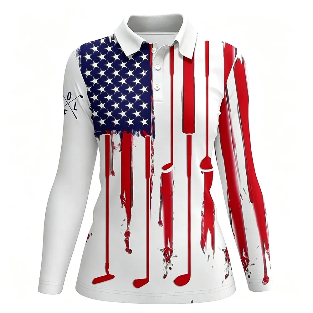 2026 Neues Herbst-Damen-Golfshirt Rosa Bedrucktes Freizeit-T-Shirt Sportbekleidung Modischer Street-Style Outdoor-Trainings-Oberteil – Detail 7