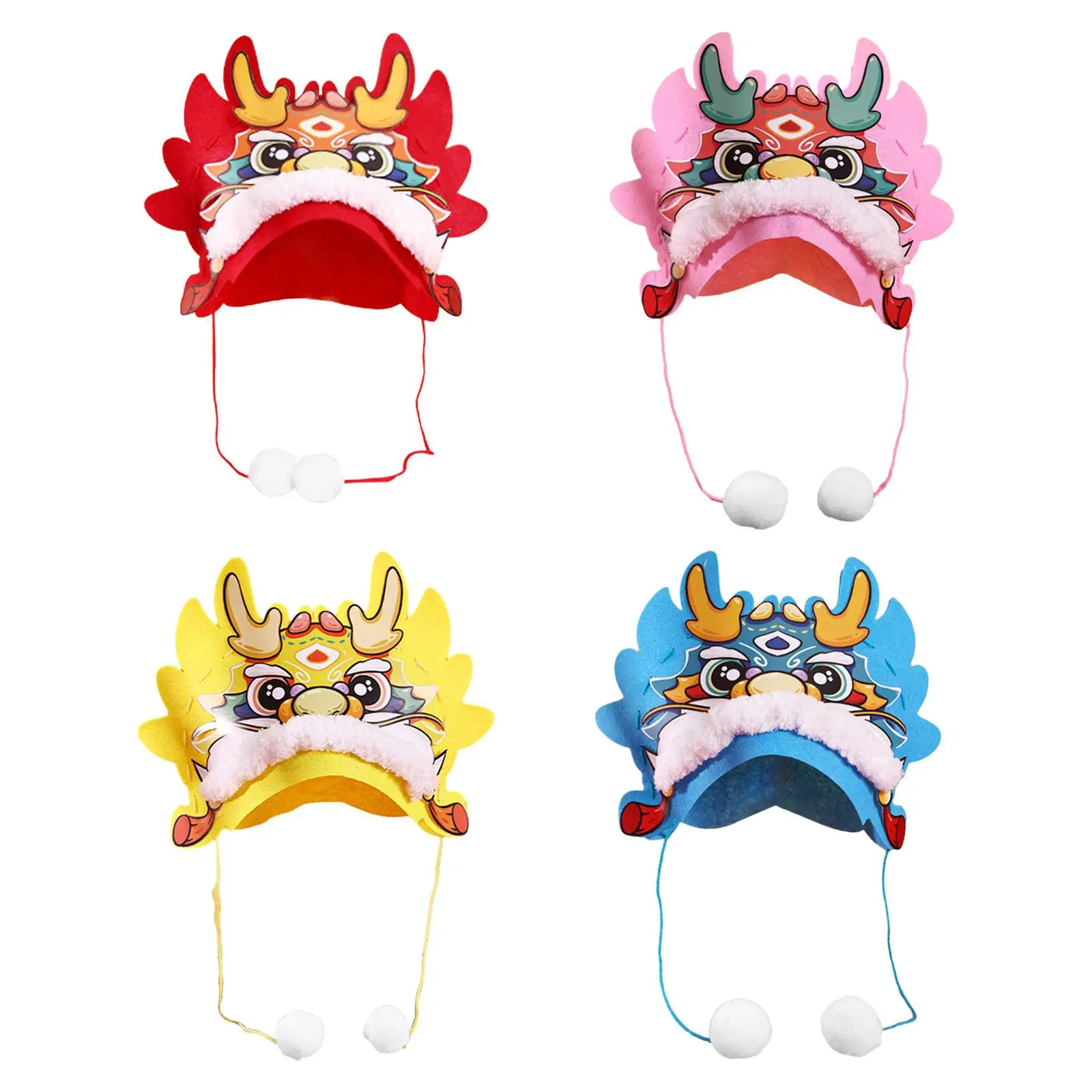 Chinese Dragon Hat 2024 3D Dragon Head Hat Headwear Ceremony Dragon Decoration Hat Material Set for Boys Girls Children Kids