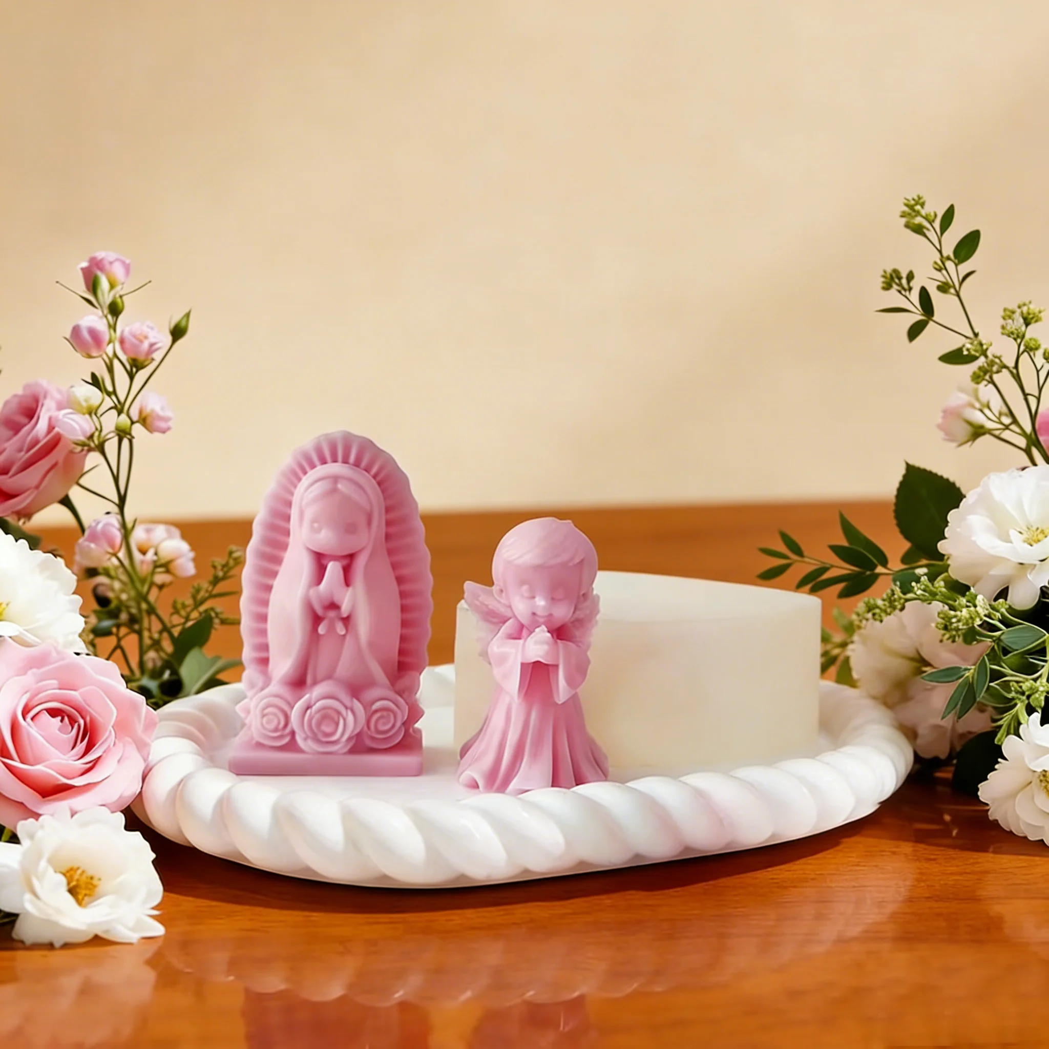 DIY pink angel girl silicone mold scented Soap and Prayer Girl Candle Silicone mold Candy and Chocolate Baking Tools