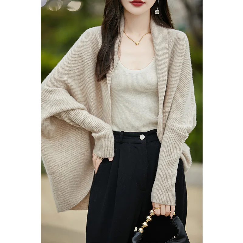 Women Cardigans 100% Wool Shawl 2024 Autunmn/Winter Cashmere Loose Sweaters Women Ladies Jumpers Warm Clothing