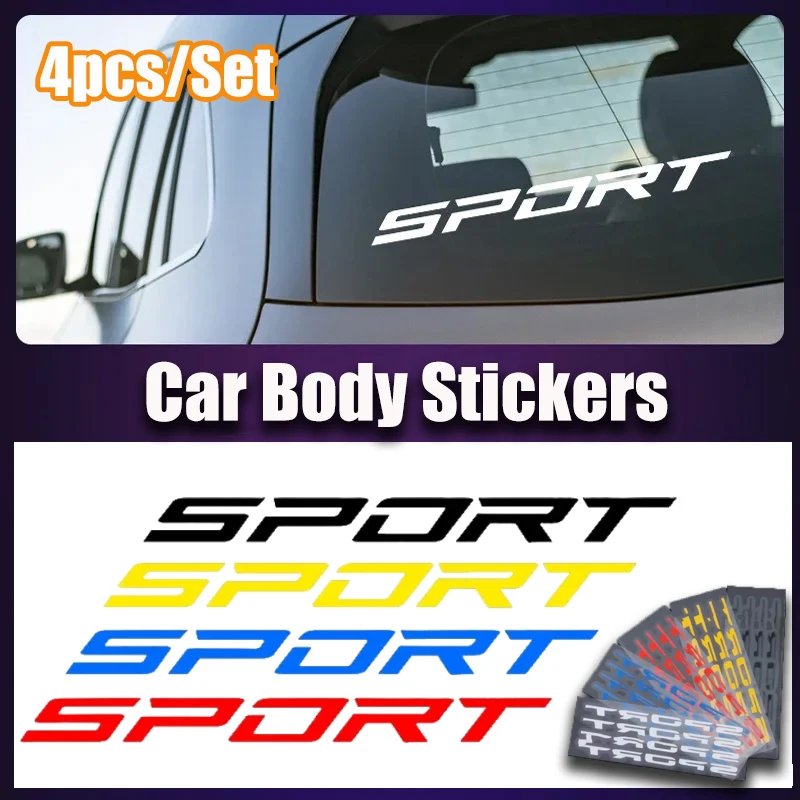 

4PCS/Set SPORT English Car Body Sticker Brake Caliper Reflective Wheel Rim Racing Sticker Exterior Decoration Car Accessories