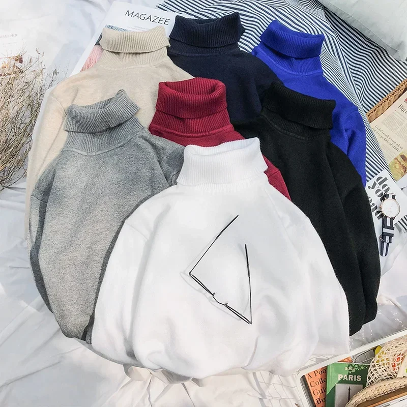 

MRMT 2025 Brand New Men's Plus Velvet Thick Temperament Men's Turtleneck Sweater Knit Sweater Thin Casual Bottoming Shirt Men