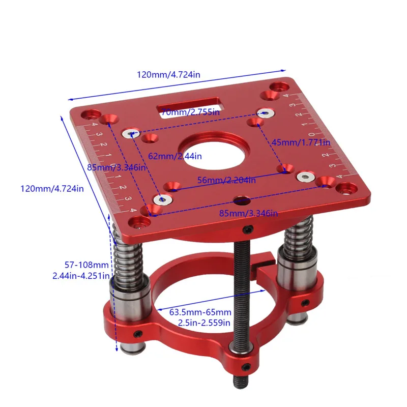 Router Lift Kit W/ Aluminum Router Plate For 65mm Diameter Motors Woodworking Router Table Workbench Trimmer Engraving Machine