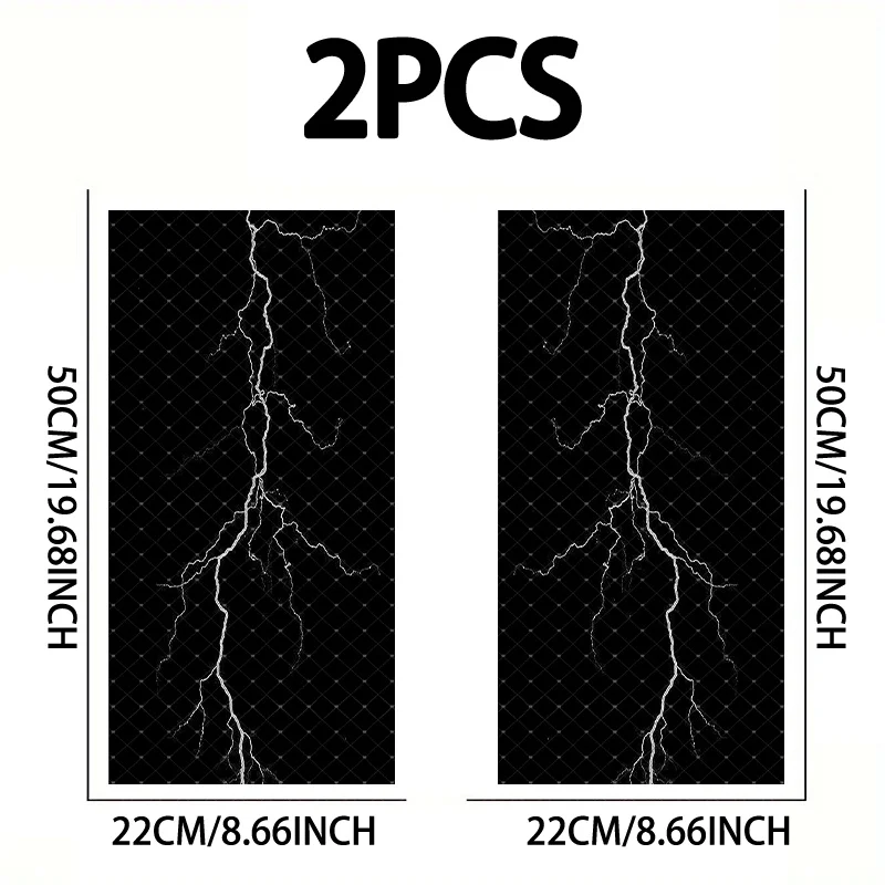 2Pcs/set, lightning pattern car B-pillar sticker; durable, waterproof, scratch-proof, car B-pillar protective film, car decal